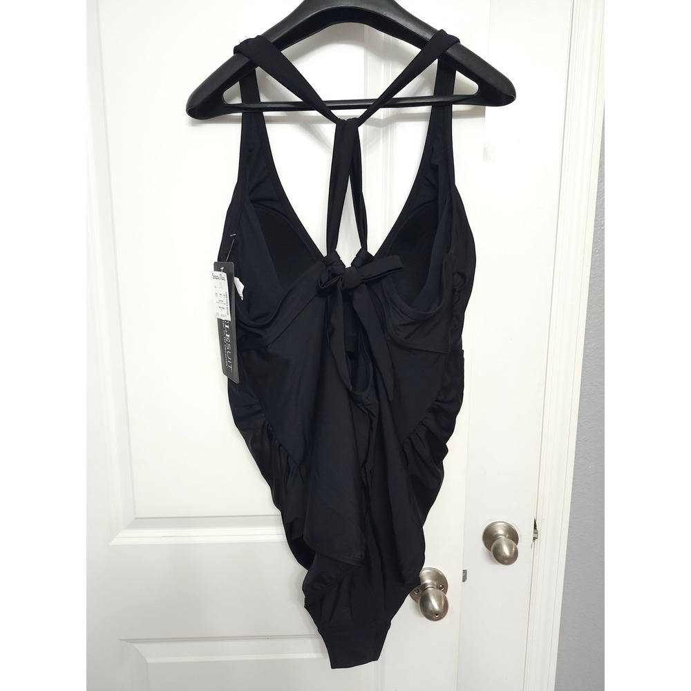 Miraclesuit Black One Piece Swimsuit Style 5533091 Size 4X Ruffle Ruched - Picture 4 of 9